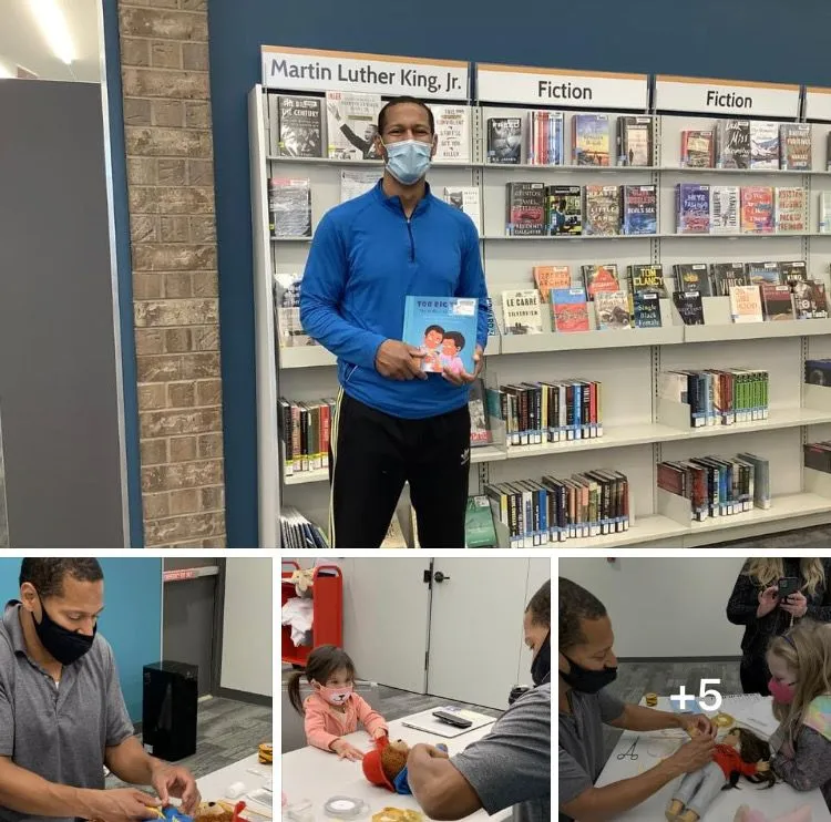 Dr. C at library with kids